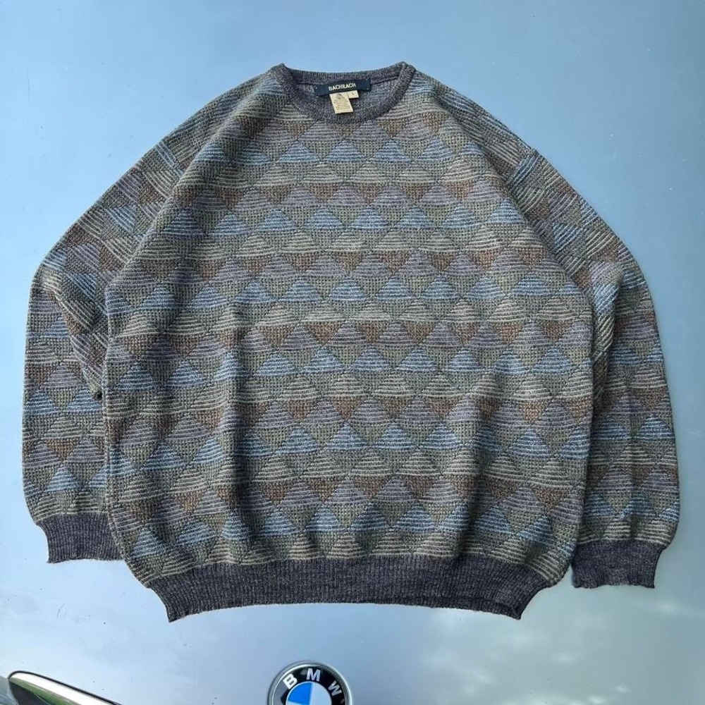 Multicolor Merino Wool vintage Bachrach sweater knitwear